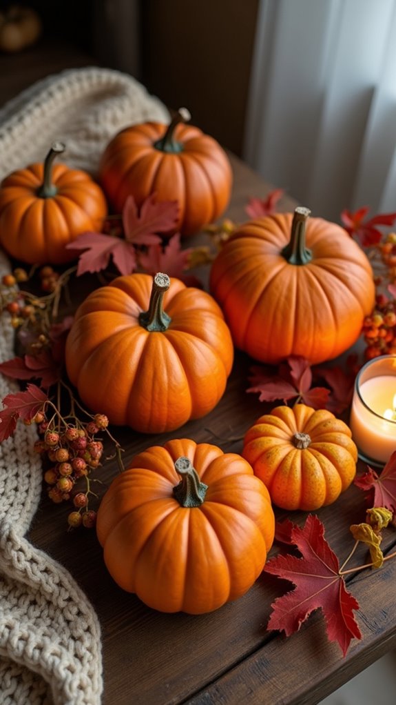 cozy fall pumpkin display