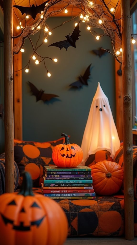 cozy halloween reading corner