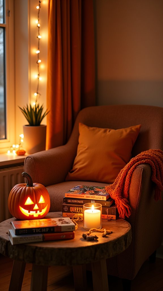 cozy halloween reading nook