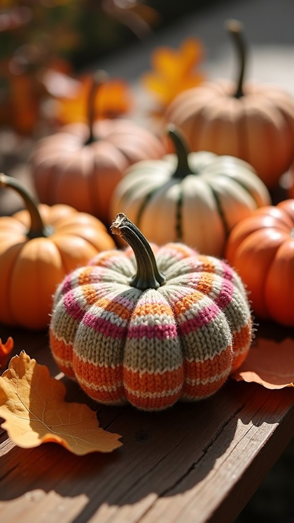 cozy knitted pumpkin decor