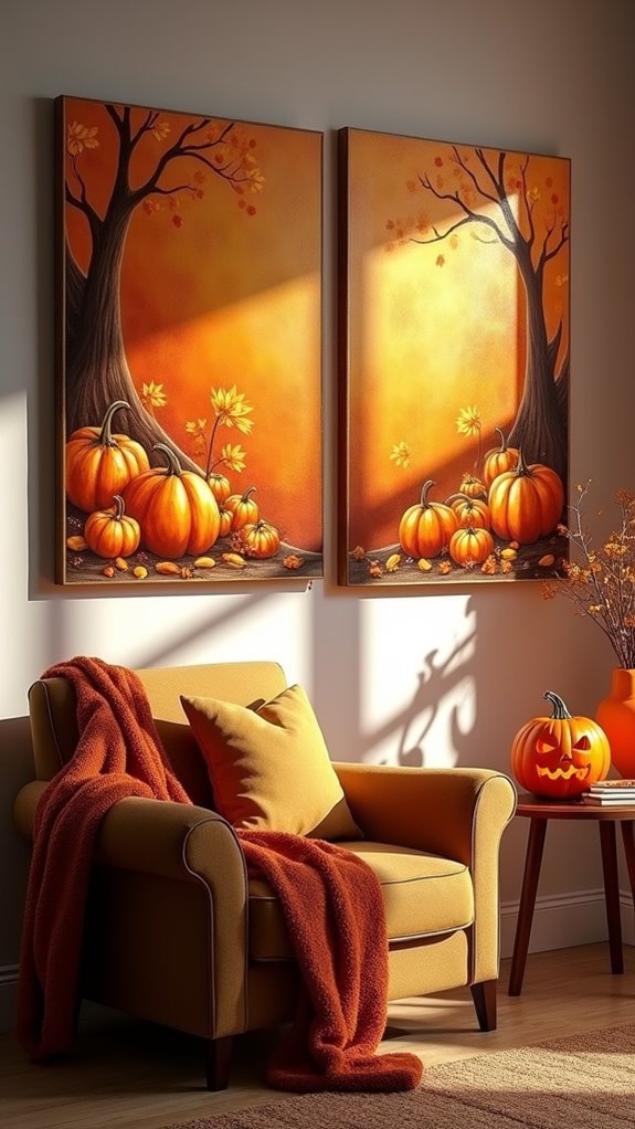 cozy pumpkin themed wall art