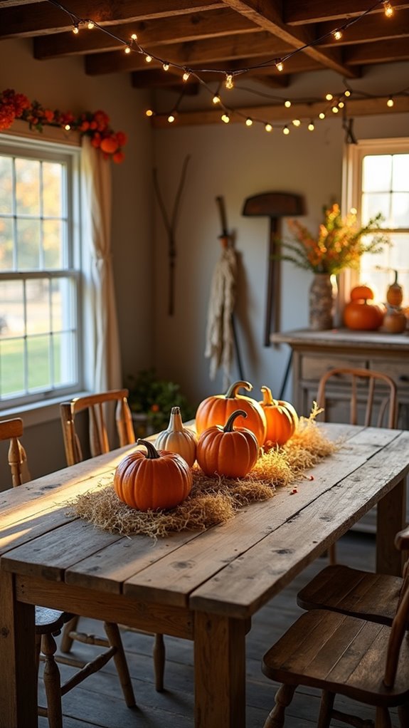 cozy rustic pumpkin arrangement