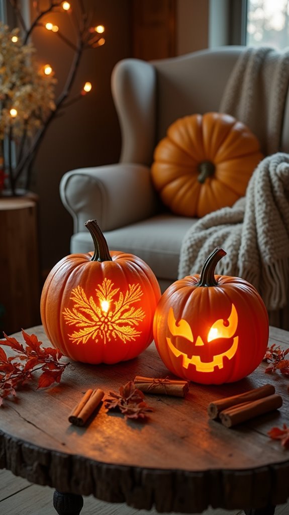 cozy rustic pumpkin lanterns