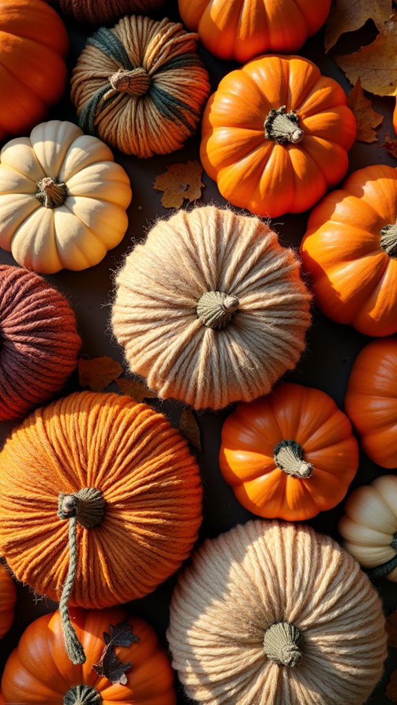cozy yarn pumpkin decor