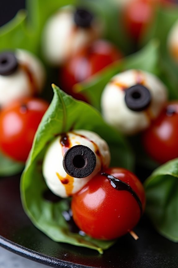 creepy caprese eyeball skewers