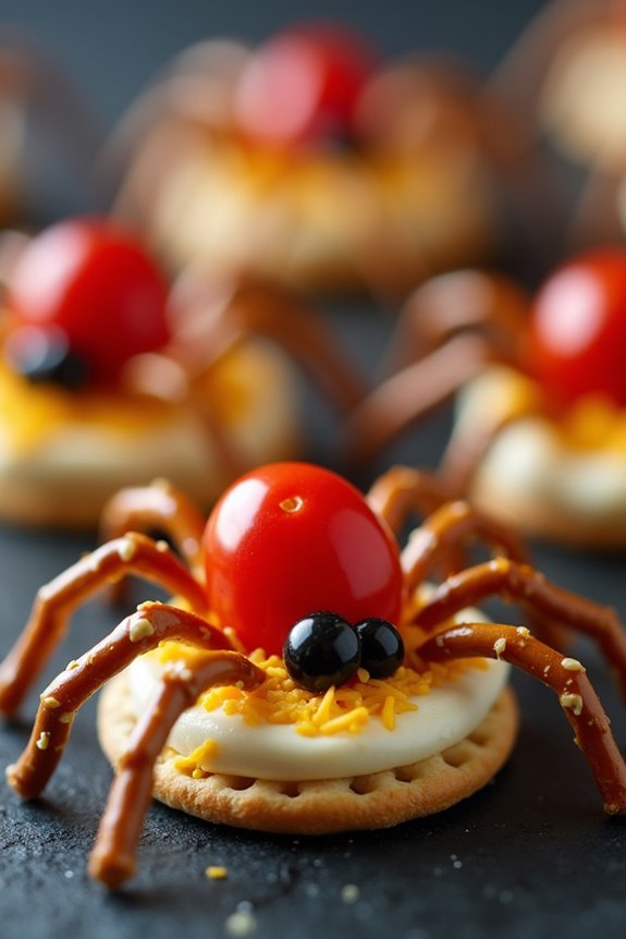 creepy cheese spider snacks