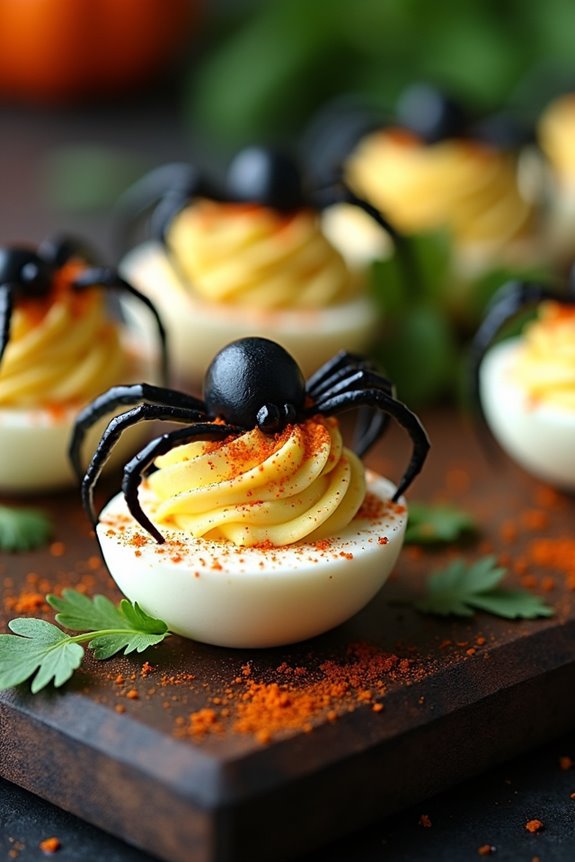 creepy crawly deviled eggs