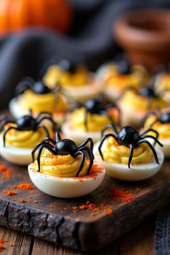 creepy crawly deviled eggs
