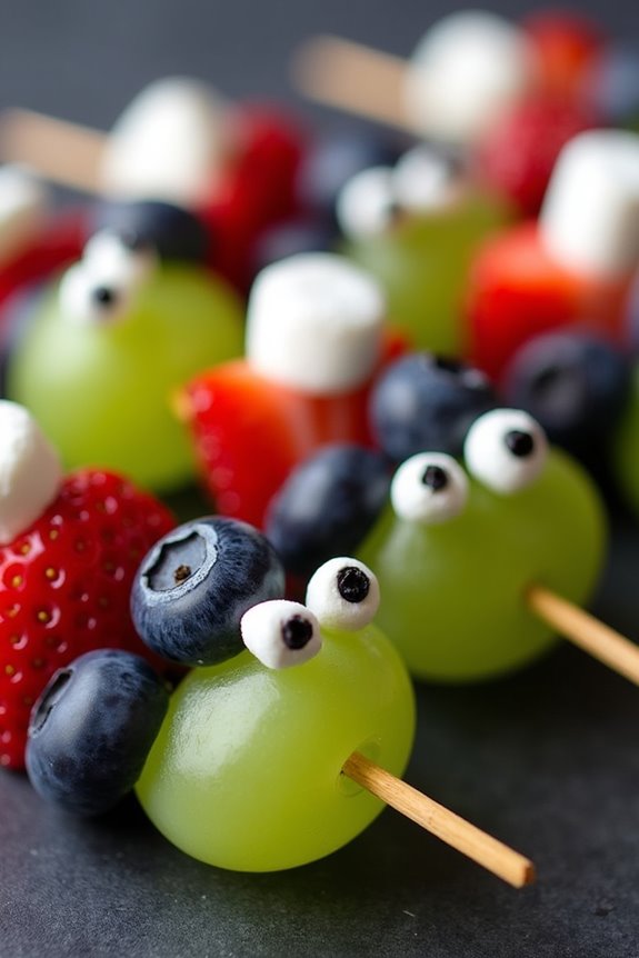 creepy crawly halloween fruit kebabs