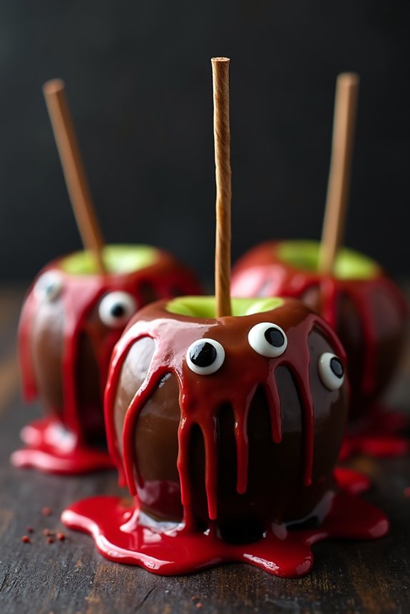 creepy halloween caramel apples