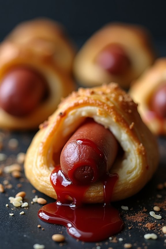 creepy halloween hot dog pastries