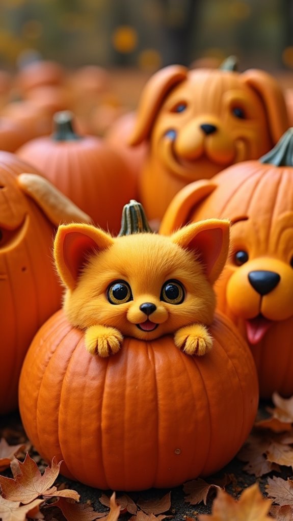 cute animal pumpkin carvings