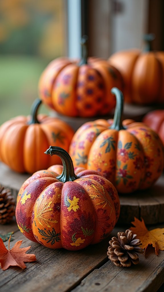 decoupage pumpkins with fabrics