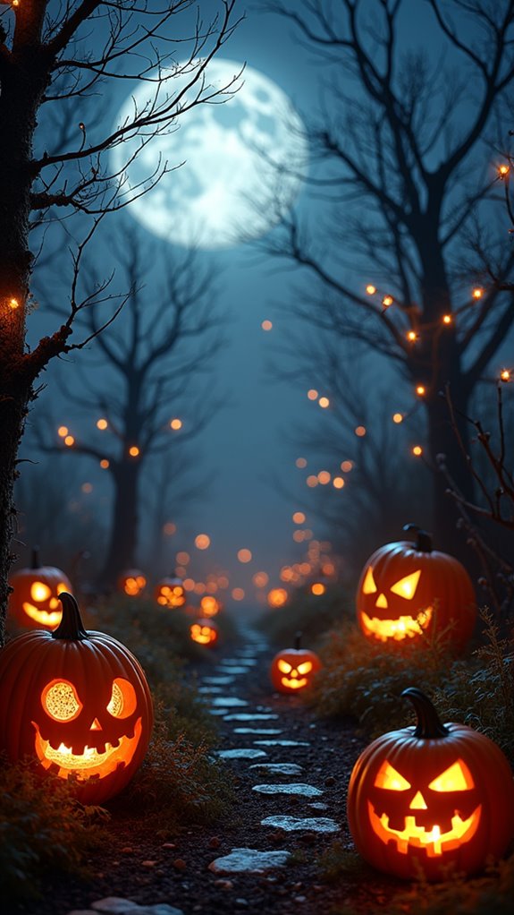 eerie glowing floating ghosts