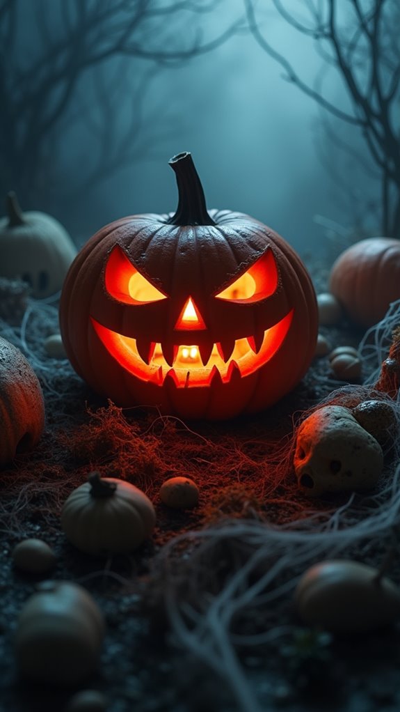 eerie glowing pumpkin skull
