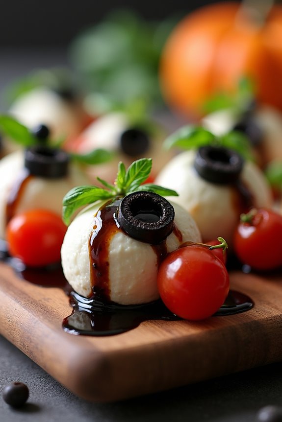 eerie halloween caprese appetizers