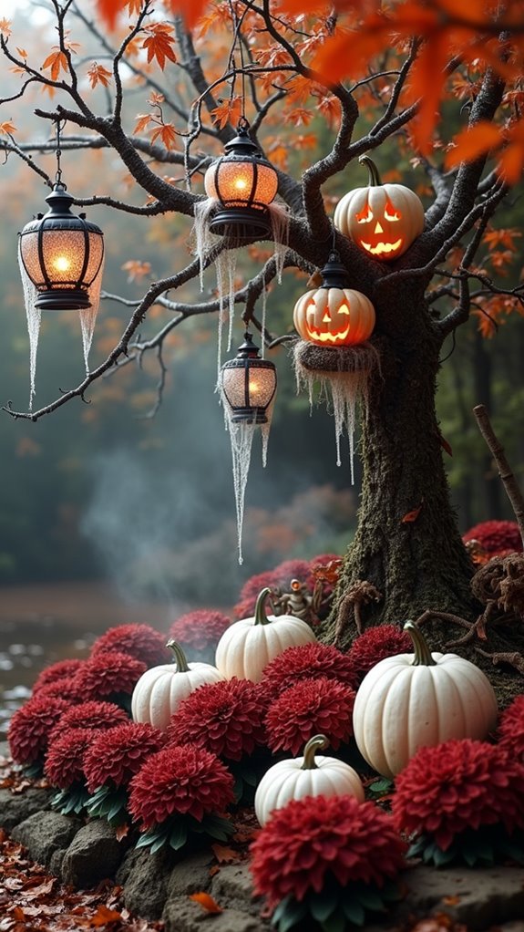 eerie halloween foliage arrangements