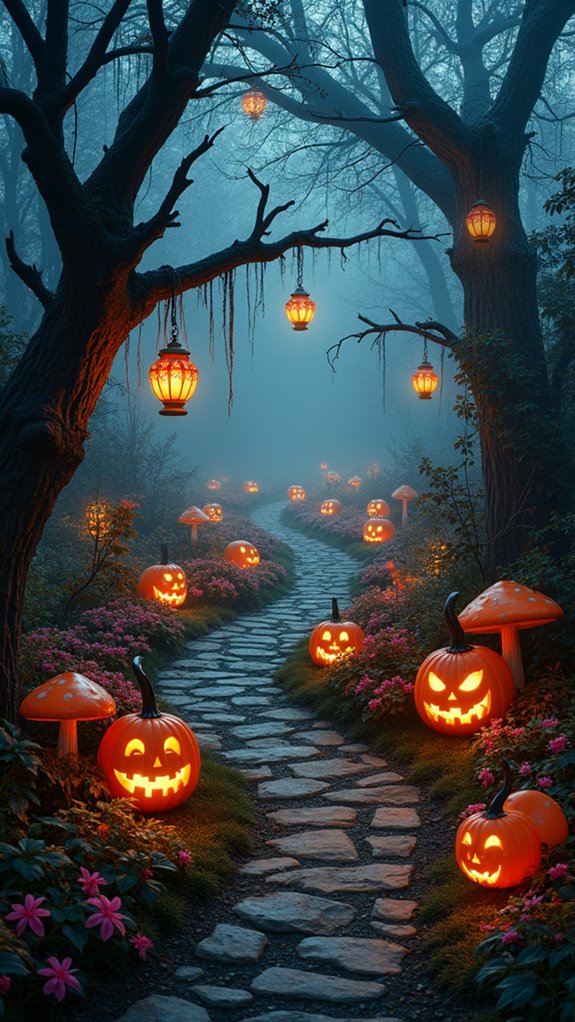 eerie lanterns and cobwebs