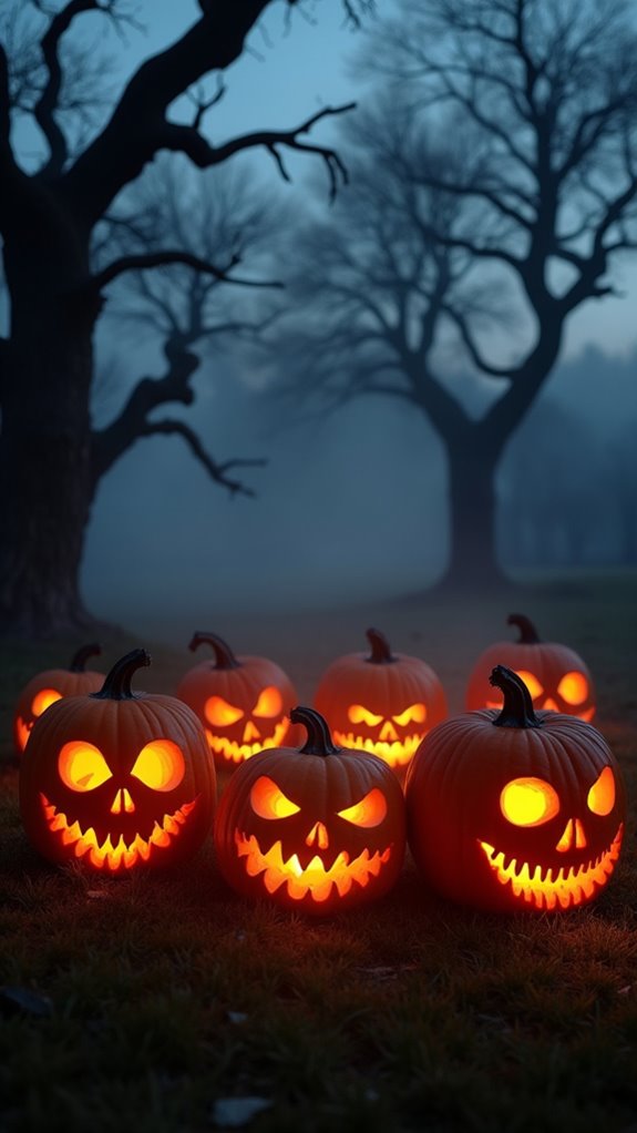 eerie silhouettes and pumpkins