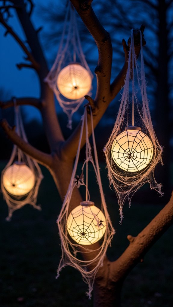 eerie spiderweb lantern display