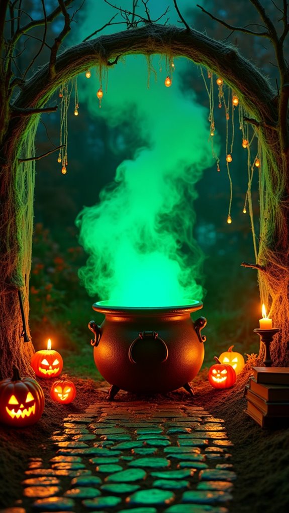 enchanting halloween cauldron display