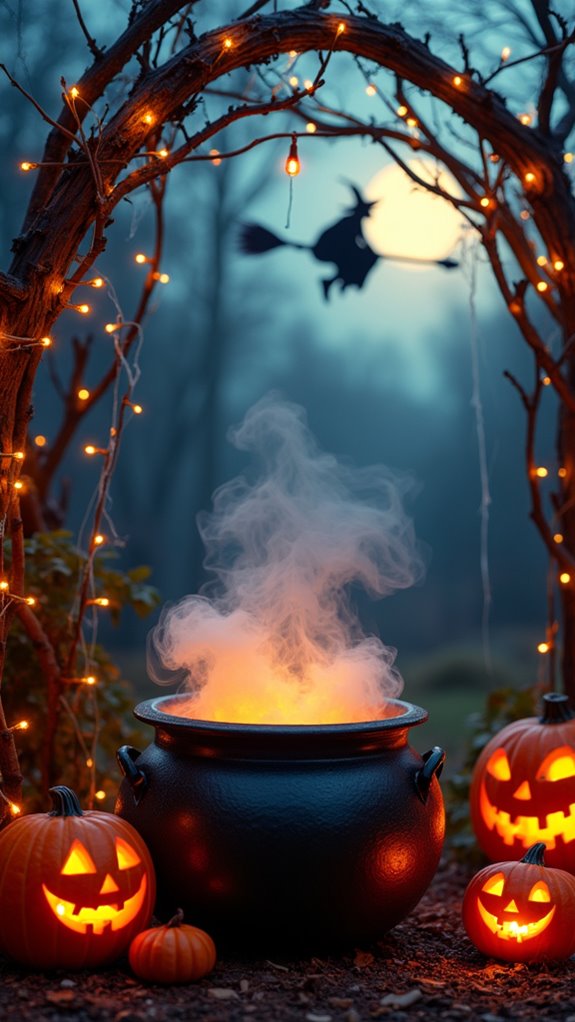 enchanting halloween cauldron display