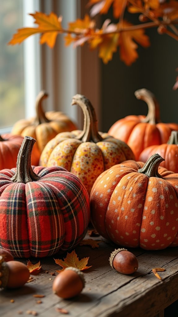 fabric pumpkins for autumn decor