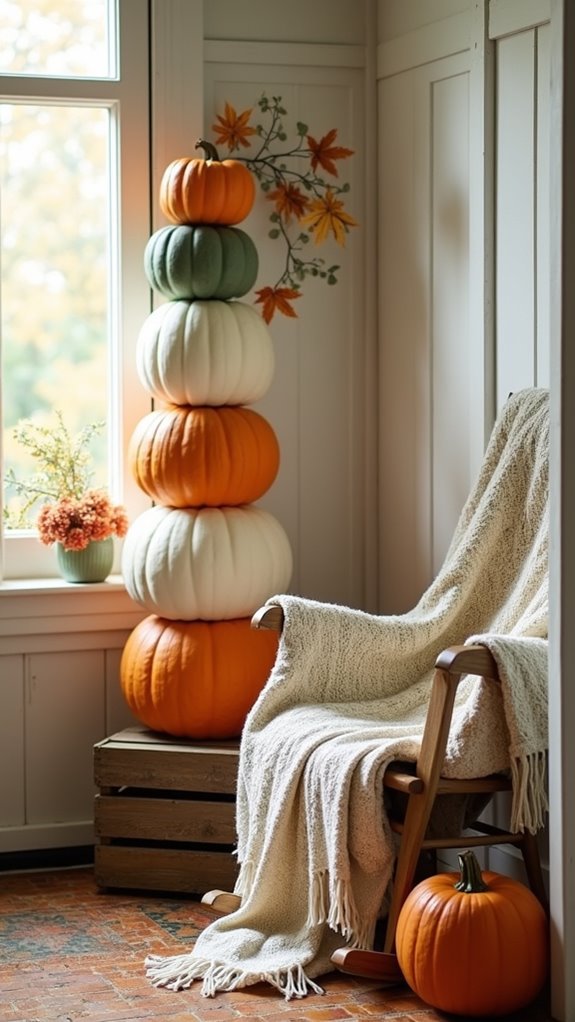 farmhouse pumpkin stack decor