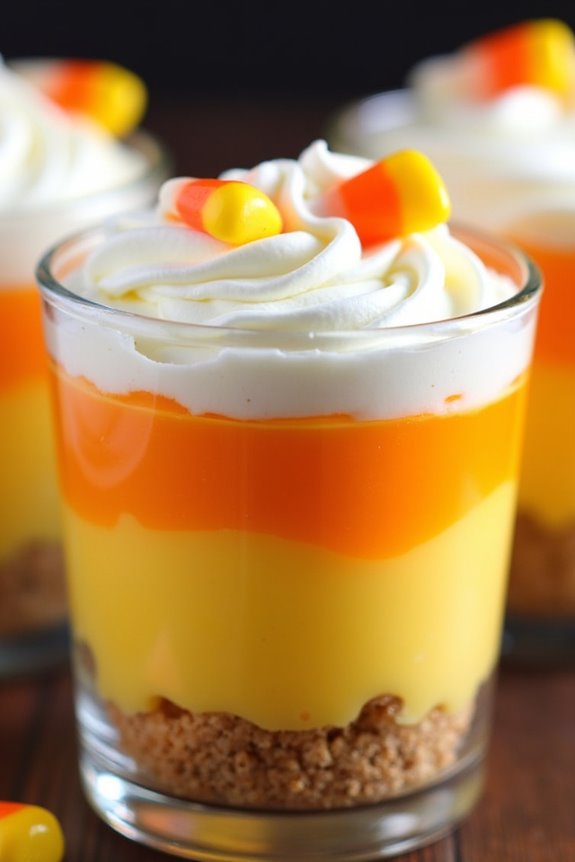festive halloween candy corn parfaits