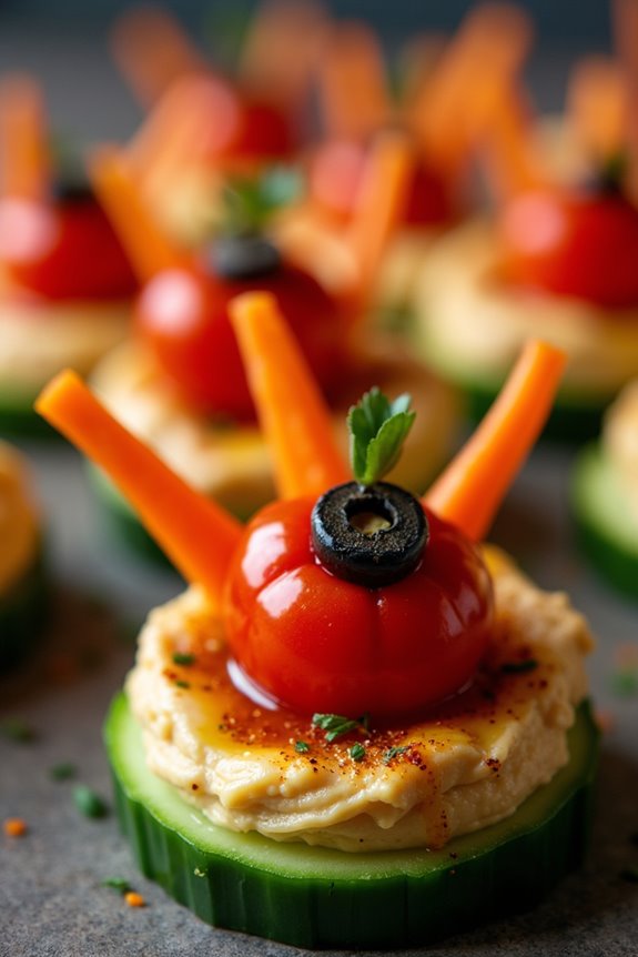 festive halloween hummus cups