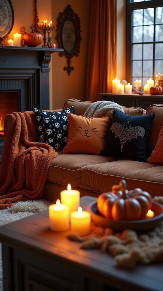festive halloween throw pillows