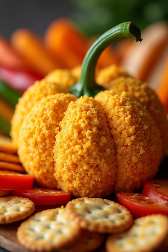 festive pumpkin shaped cheese ball
