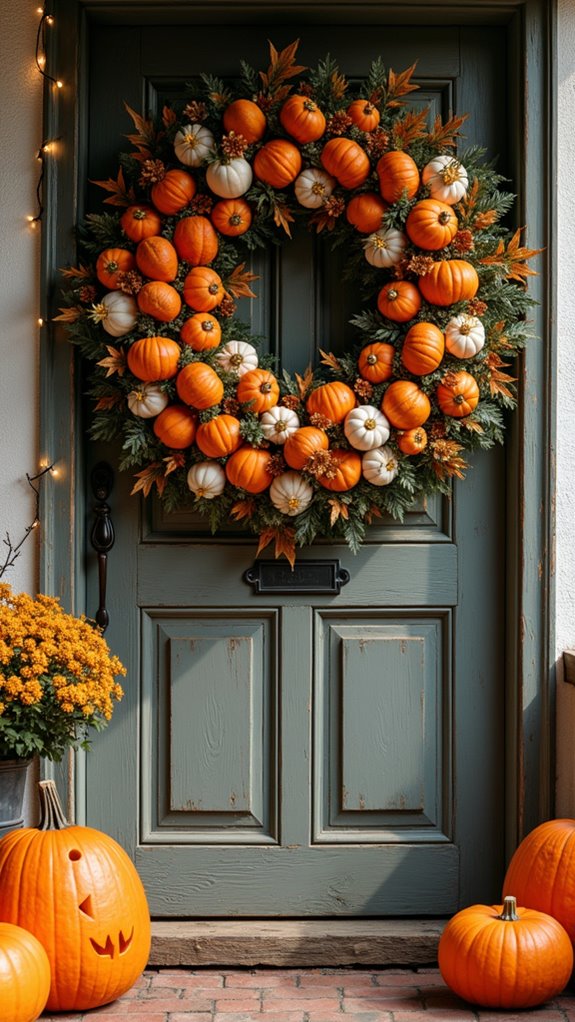 festive pumpkin wreath decor