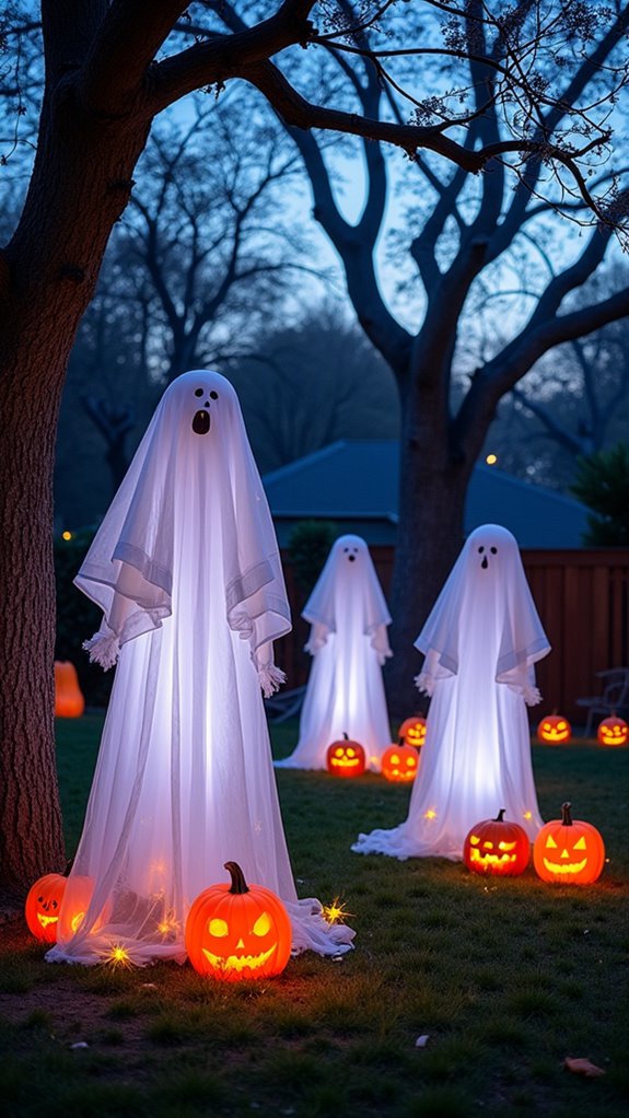 floating ghostly fabric figures