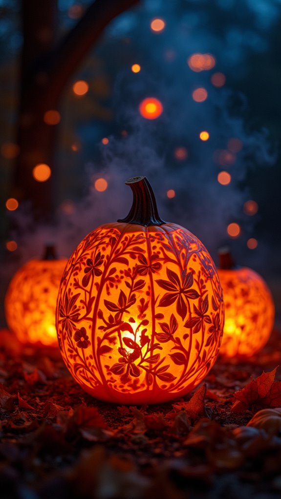 floral artistry on pumpkins