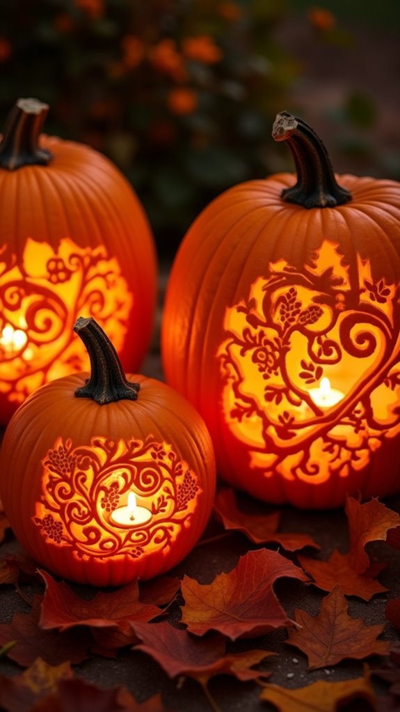 floral pumpkin carving artistry