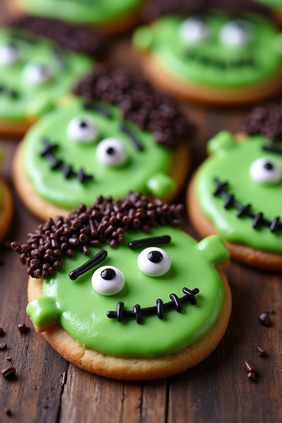 frankenstein themed halloween cookies