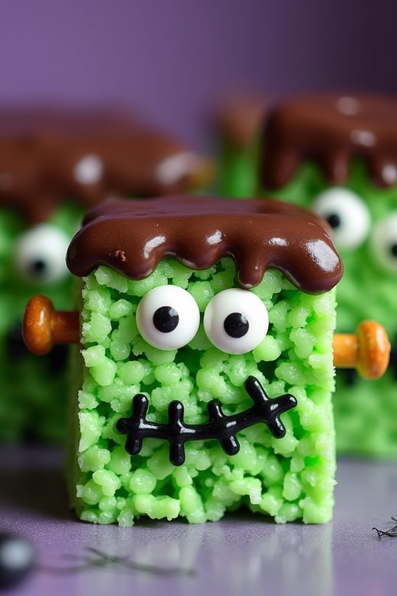 frankenstein themed rice krispie treats