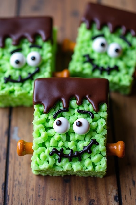 frankenstein themed rice krispie treats