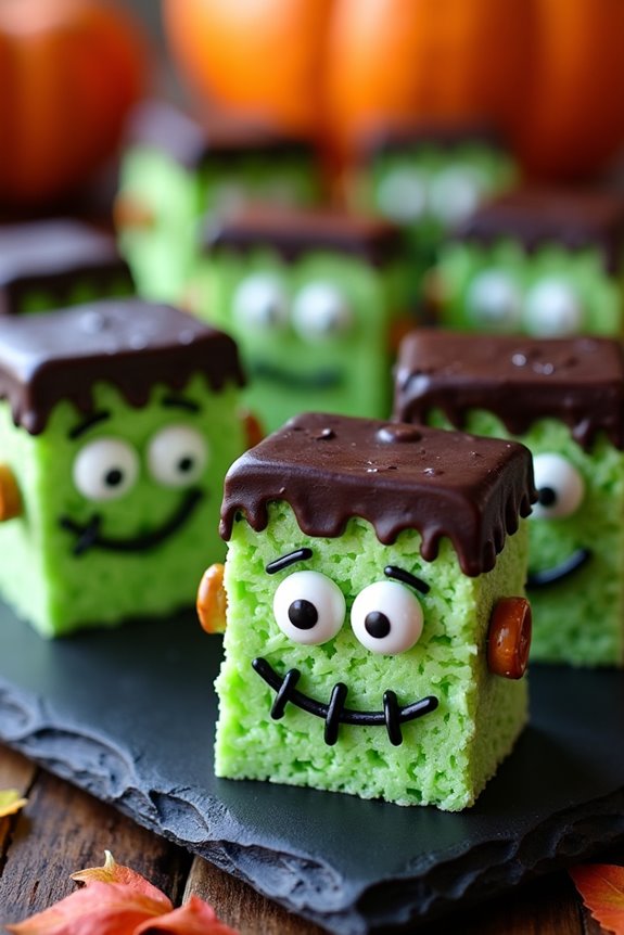 frankenstein themed rice krispie treats