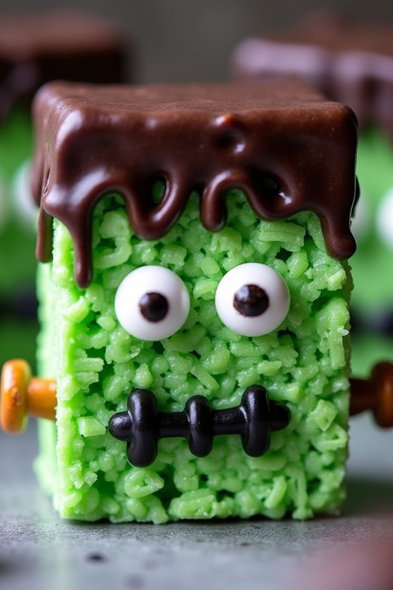 frankenstein themed rice krispie treats