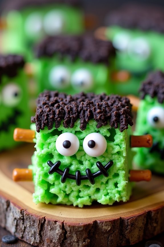 frankenstein themed rice krispie treats