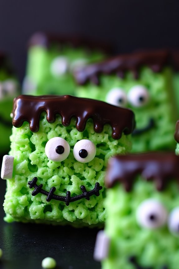 frankenstein themed rice krispie treats