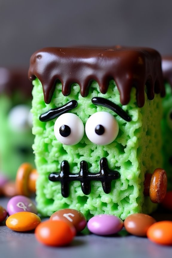 frankenstein themed rice krispies treats