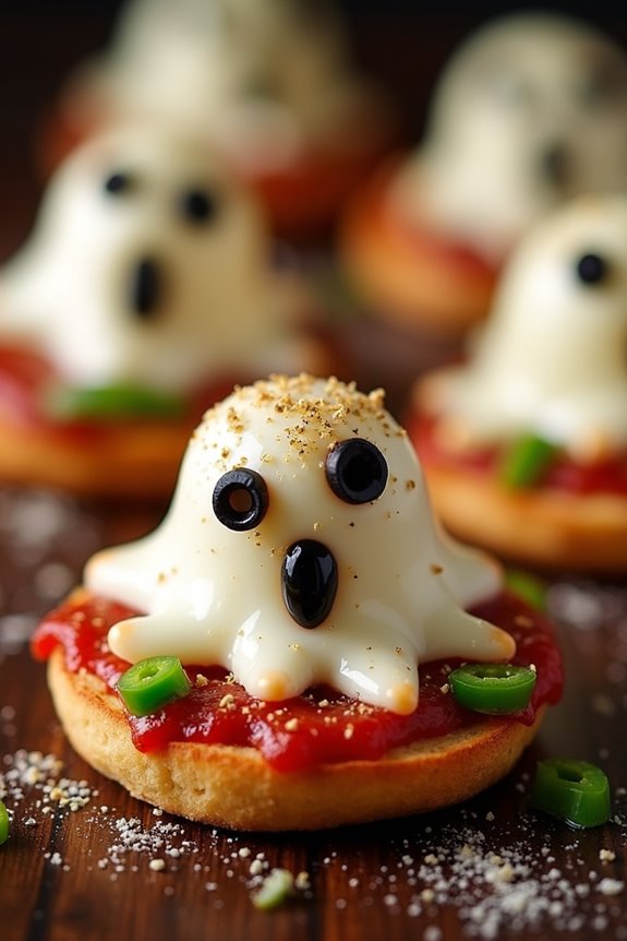 ghost shaped mini pizza appetizers
