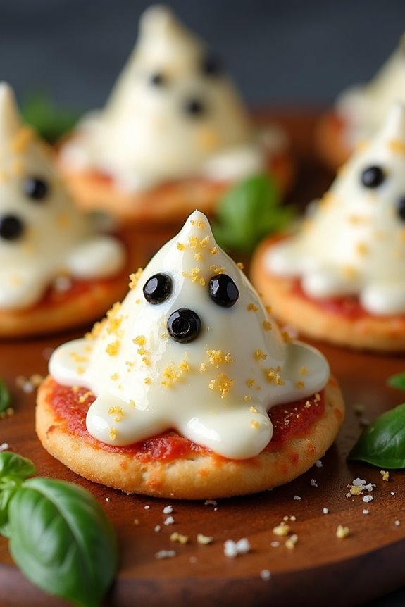 ghost shaped pizza appetizer bites