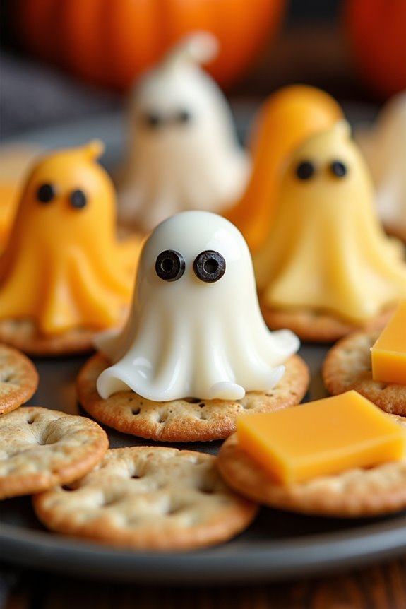 ghostly cheese cracker appetizer