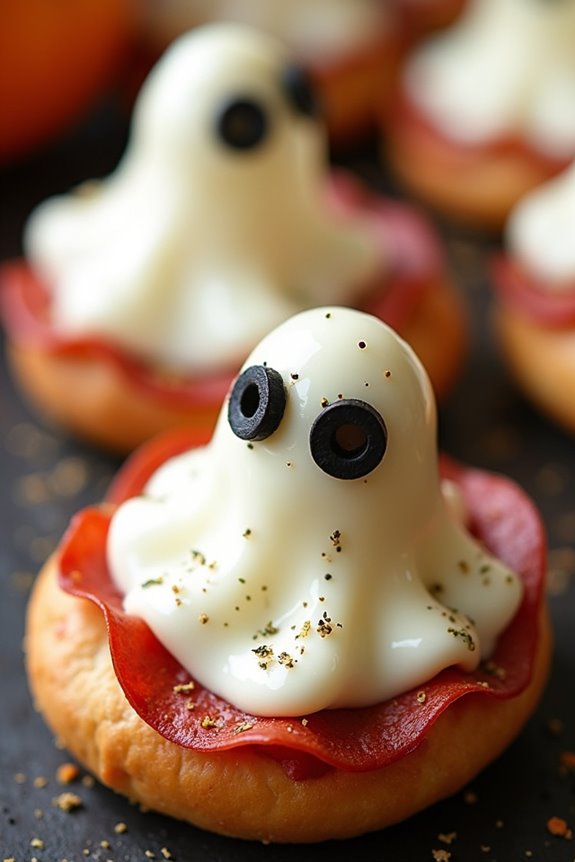 ghostly halloween pizza bagels