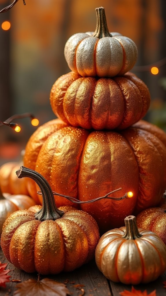 glamorous glittered pumpkin decor