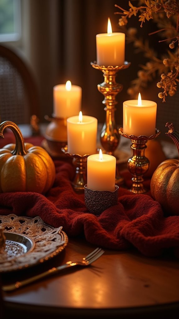 glamorous metallic candle decor